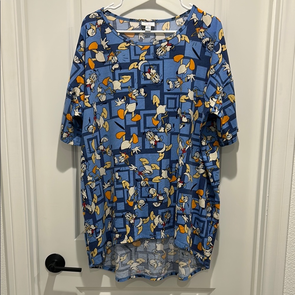 LuLaRoe Donald Duck Blue Cartoon Print Top